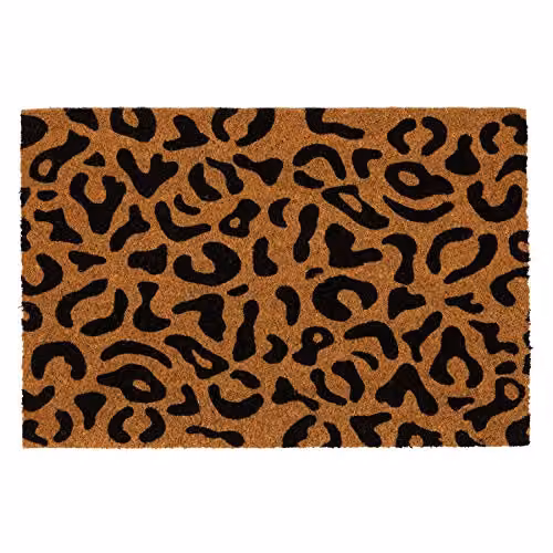 Nicola Spring Leopard Coir Door Mat, Multicolour, W: 60 cm, D: 40 cm