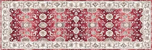 Bruce Starke Silk Road Collection Jasru Red Vintage Washable Non-Slip Rug W/D: 180 x 60 cm