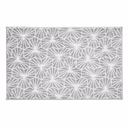 Allure Bath Fashions Geometric Design Non-Slip Microfibre Bath Mat, Grey, W: 50 cm, D: 80 cm – 1