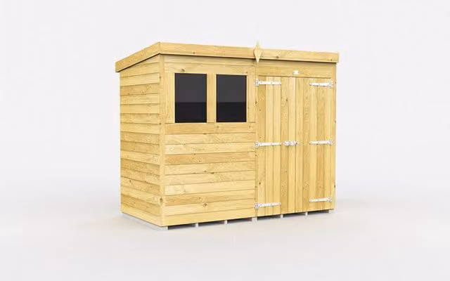 Buttercup Farm Brown Pent Shed with Double Doors and Windows, L243 x W118 x H201 cm