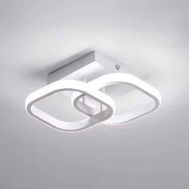 GOECO Modern Square LED Ceiling Light, 22W, Cool White 6500K, Black and White