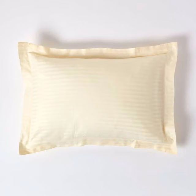 Homescapes Egyptian Cotton Satin Stripe Oxford Pillowcase in Yellow