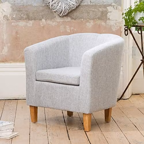 Artemis Home Alderwood Fabric Tub Chair Armchair in Grey, Width: 68 cm