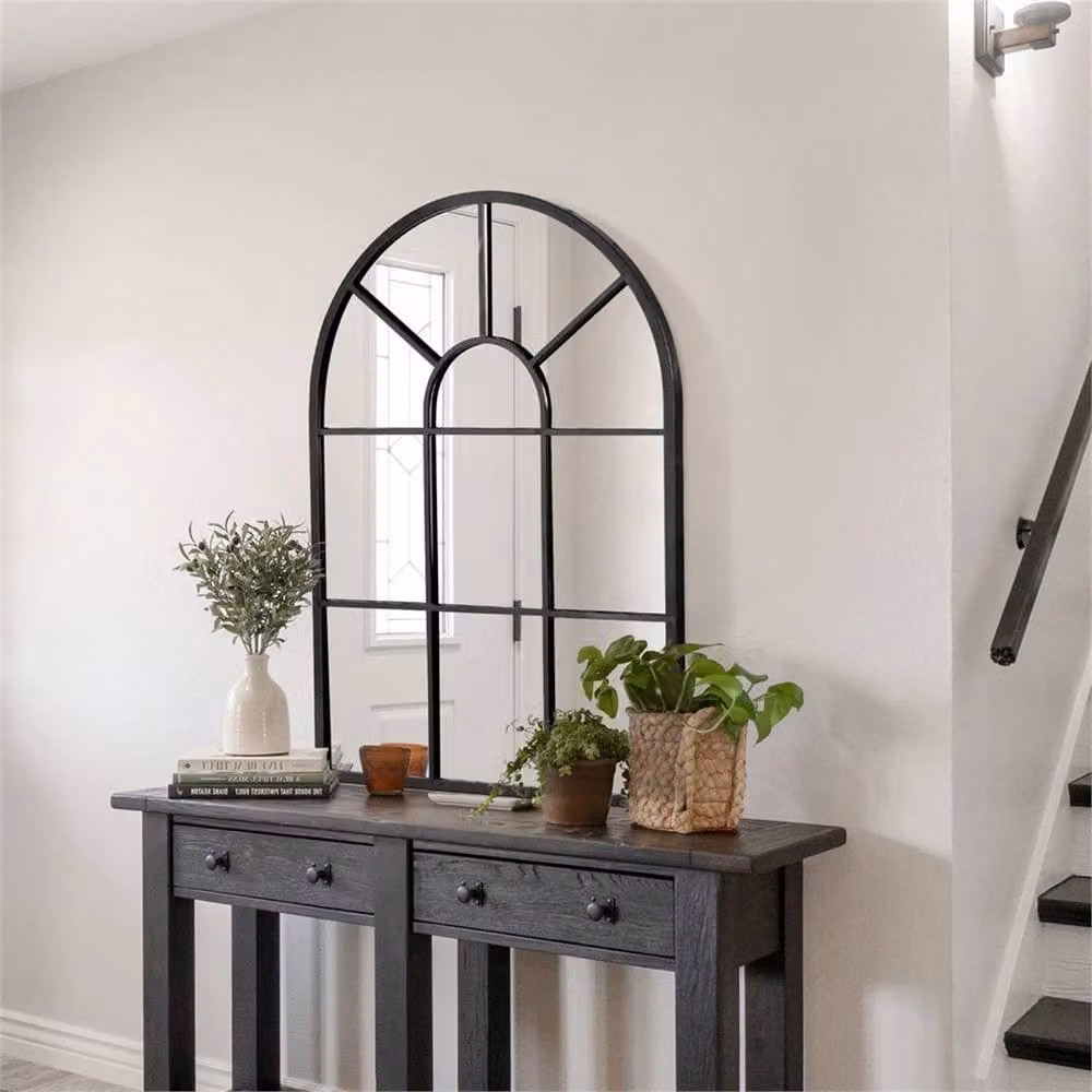 Nordara Modern Arched Wall Mirror in Black, W: 91 cm, H: 60 cm – 3