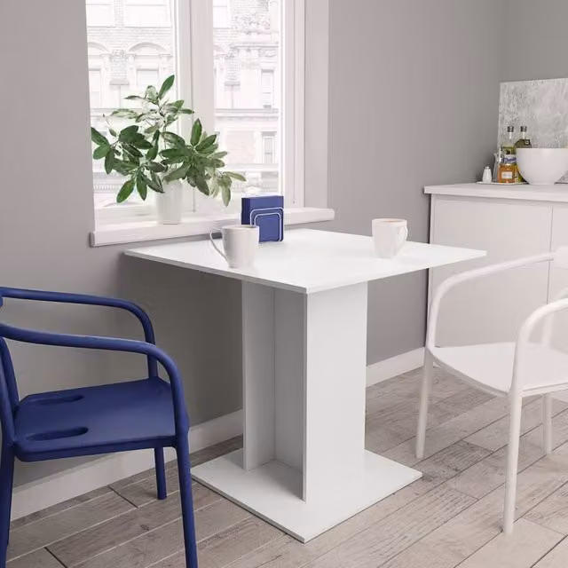 Berkfield Home Square Dining Table in White, W/D/H: 80 x 80 x 75 cm – 1