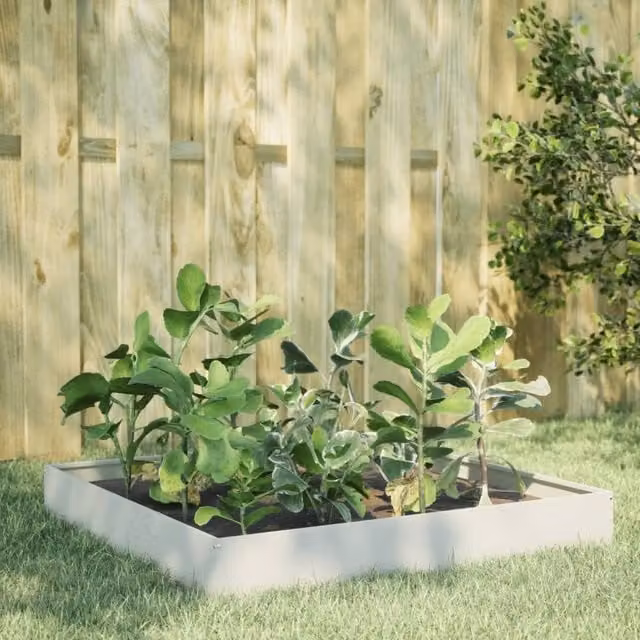 Berkfield Home Garden White Steel Raised Bed W/D/H: 100 x 100 x 26 cm – 1