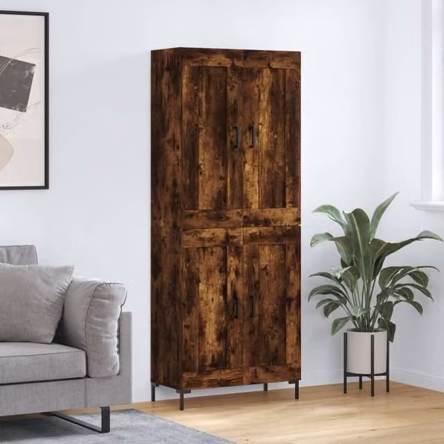Berkfield Home Smoked Oak Highboard in Brown, W/D/H: 69.5 x 34 x 180 cm – 1