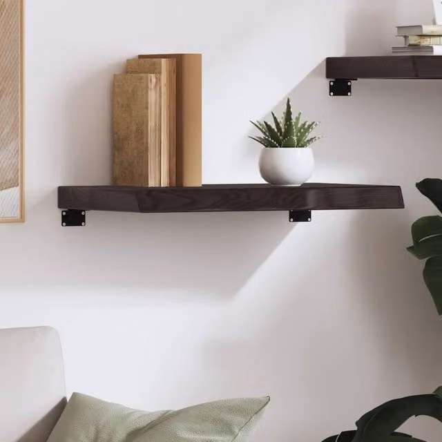 Berkfield Home Wall Mounted Rustic Oak Shelf, Dark Grey, W: 60 cm, D: 40 cm, H: 2-6 cm