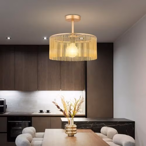 Nowa Round Metal and Acrylic Ceiling Light in Gold/Brass, Diameter: 35 cm, Height: 32 cm – 4