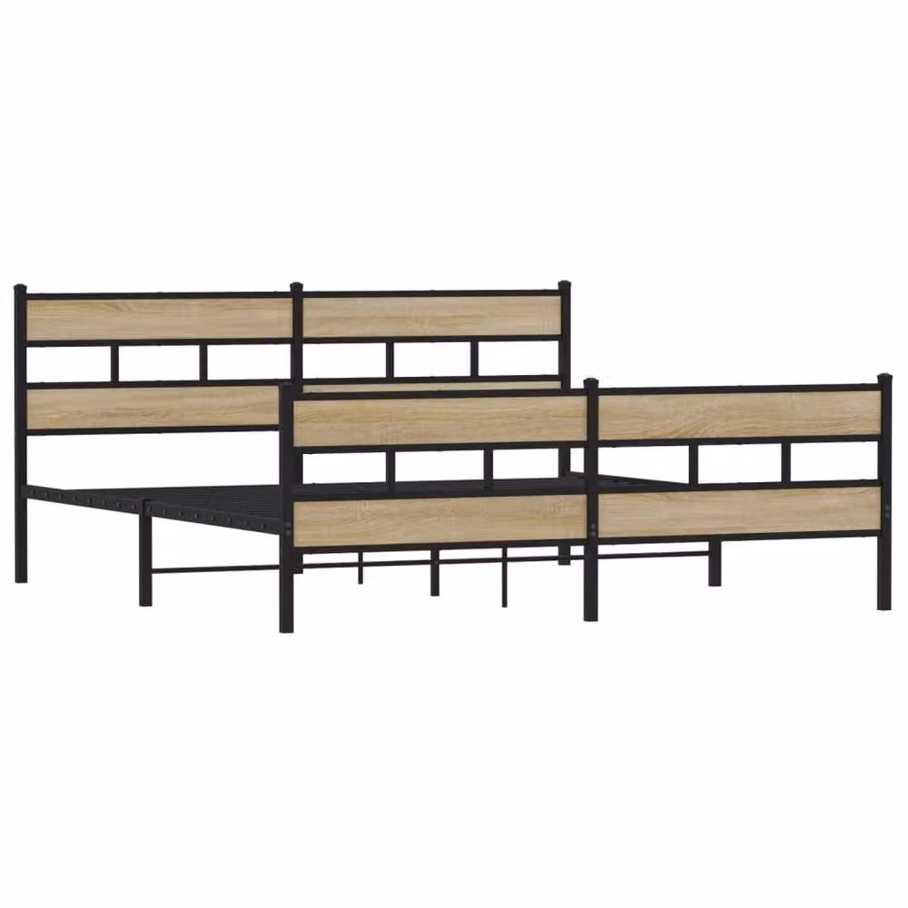 Berkfield Home Metal Bed Frame in Sonoma Oak Light Brown, W/D/H: 180 x 200 cm Super King – 3