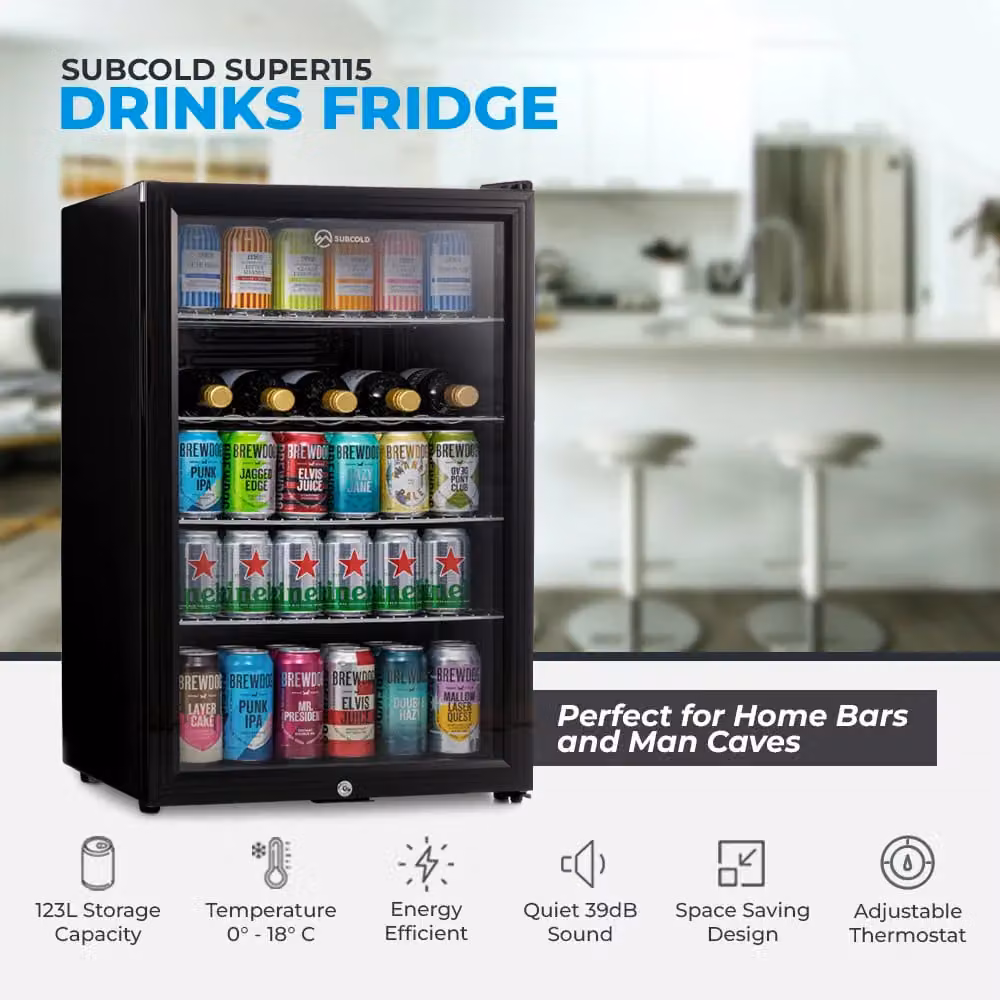 Subcold Super 115 Under Counter Compressor Beer Fridge with LED Interior Light and Lockable Glass Door, Black, W/D/H: 53.9 x 54.0 x 84.7 cm – 3