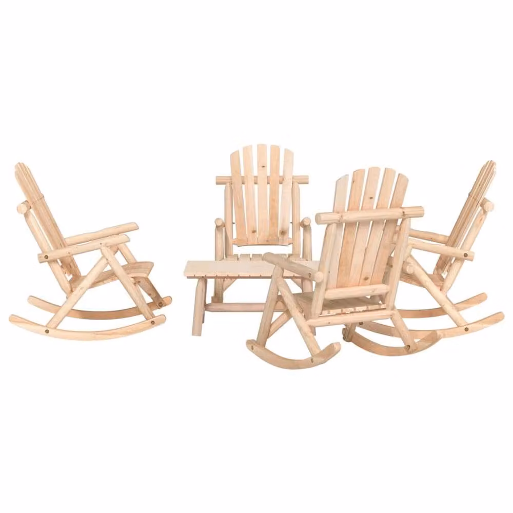Berkfield Home Beautiful 5 Piece Spruce Solid Wood Garden Lounge Set in Beige