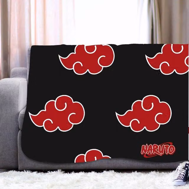 Naruto Akatsuki Symbol Fleece Baby Blanket in Black and Multicolour, Crib Size – 1