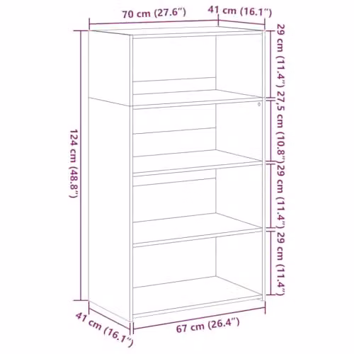 vidaXL Modern Grey Highboard in MDF, W/D/H: 70 x 41 x 124 cm – 3
