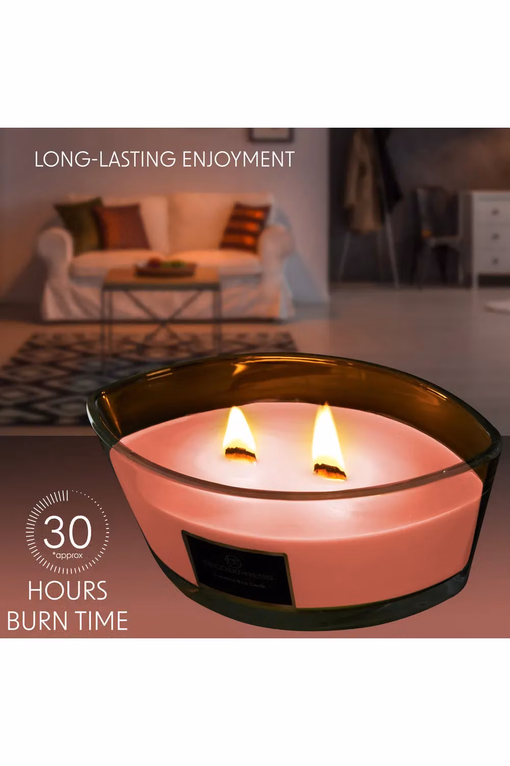 Deco Express Toasted Marshmallows Scented Woodwick Pillar Candle in Orange – 9