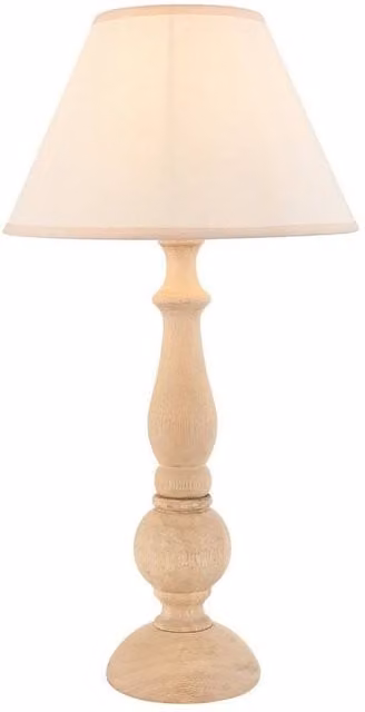 Netlighting Hidcote Wood Table Lamp with White Fabric Ivy Shade, Height: 30 cm