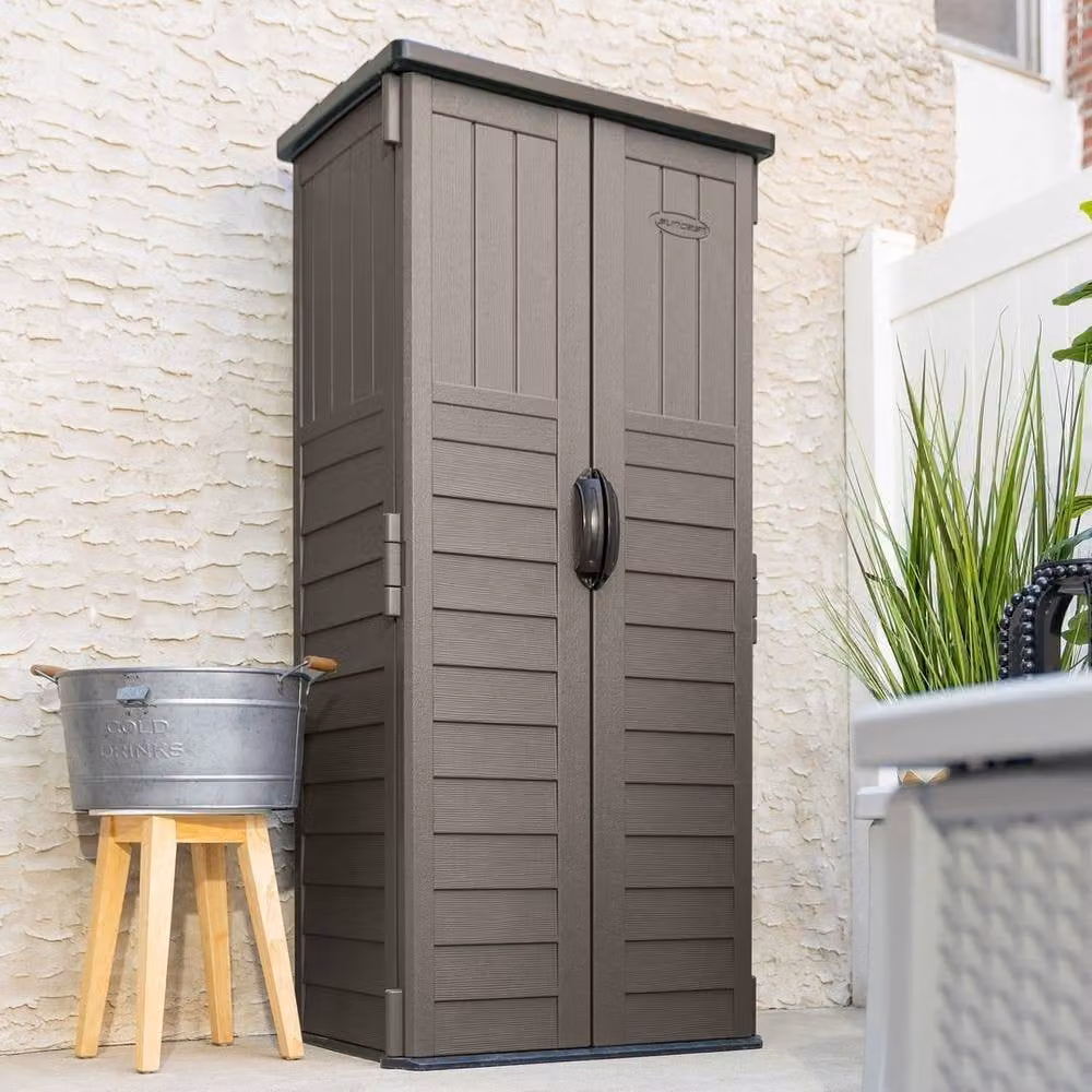 Rowlinsons Mannington Resin Storage Cabinet in Grey, W: 83 cm, D: 65 cm, H: 183 cm – 2