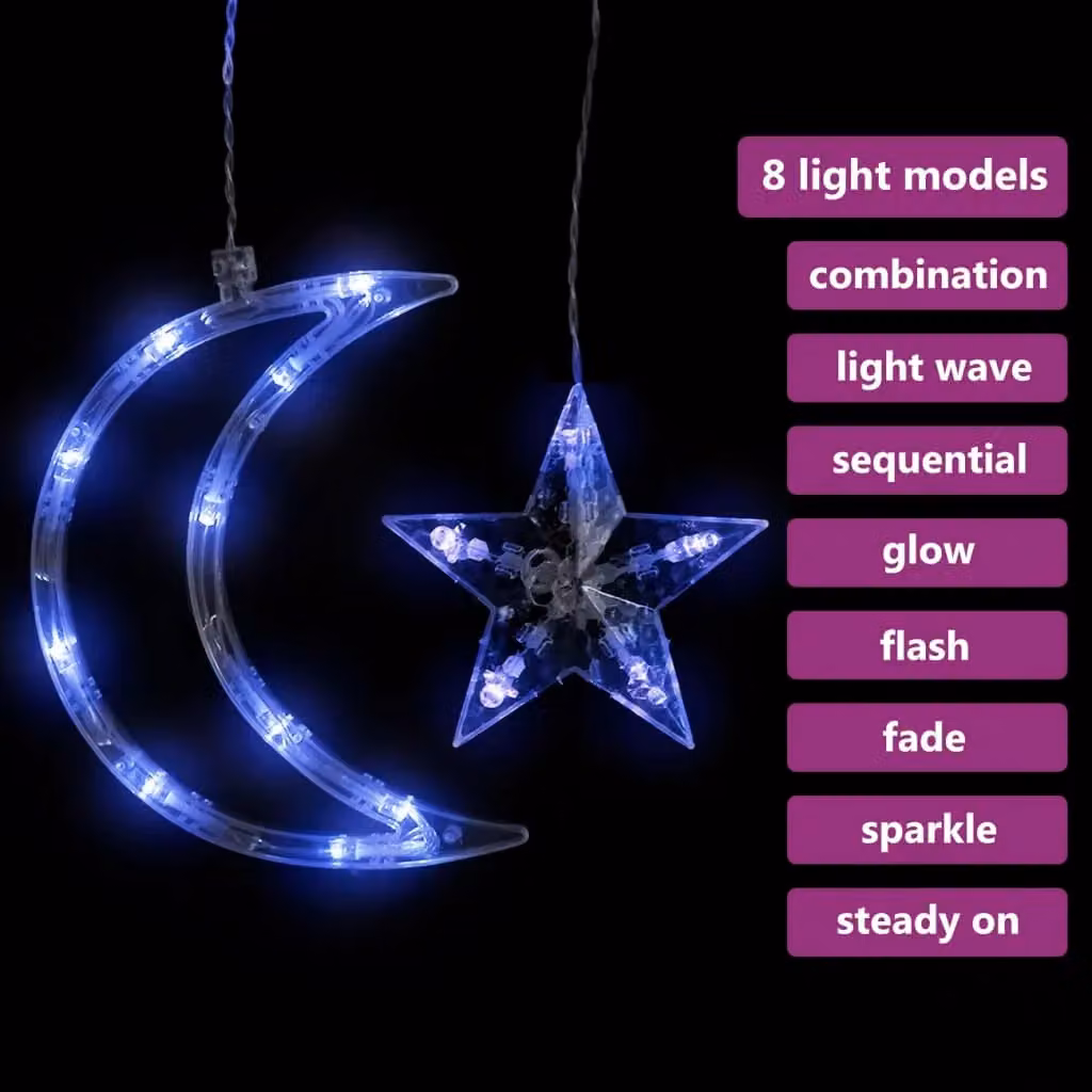 Berkfield Home Star and Moon Fairy Lights with Remote Control, 138 LED, Blue – 3