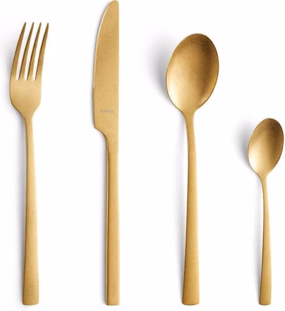 Amefa Manille Gold 16-Piece Matte Stainless Steel Cutlery Set