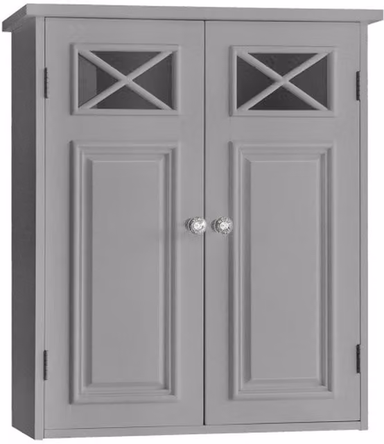 Teamson Home Dawson Modern Wall Mounted Bathroom Cabinet with Glass Doors in Grey – 5