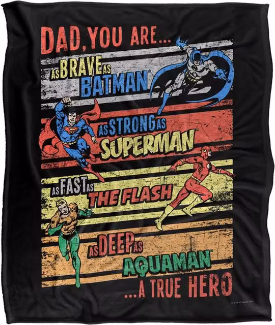 Warner Brothers JLA Aquaman, Batman, Flash and Superman Officially Licensed Silky Touch Super Soft Fleece Throw Blanket in White and Multicolour, W: 152 cm, D: 127 cm – 6