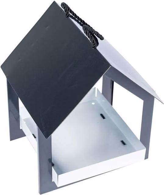 Homescapes Hanging Black and Grey Metal Bird Table with Chain – 1