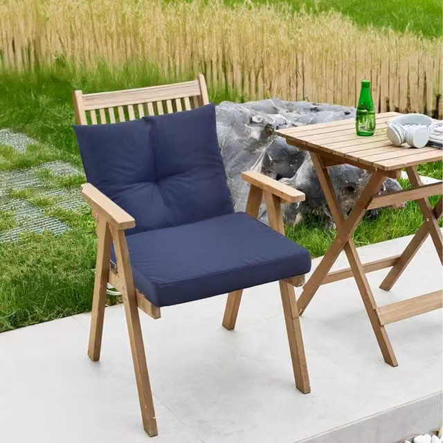 Garden Sanctuary Set of 2 Rectangular Outdoor Sofa Cushions in Blue, Water Repellent