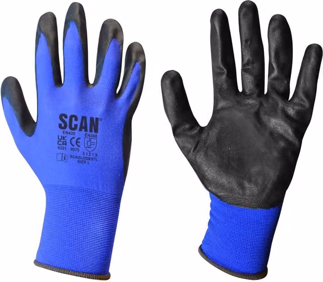 Scan Max Dexterity Nitrile Gloves, Blue, Size: XL – 1