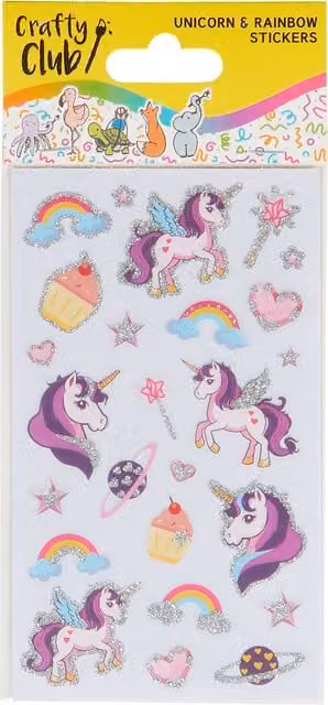 Crafty Club Multicolour Unicorn and Rainbow Paper Stickers for Children