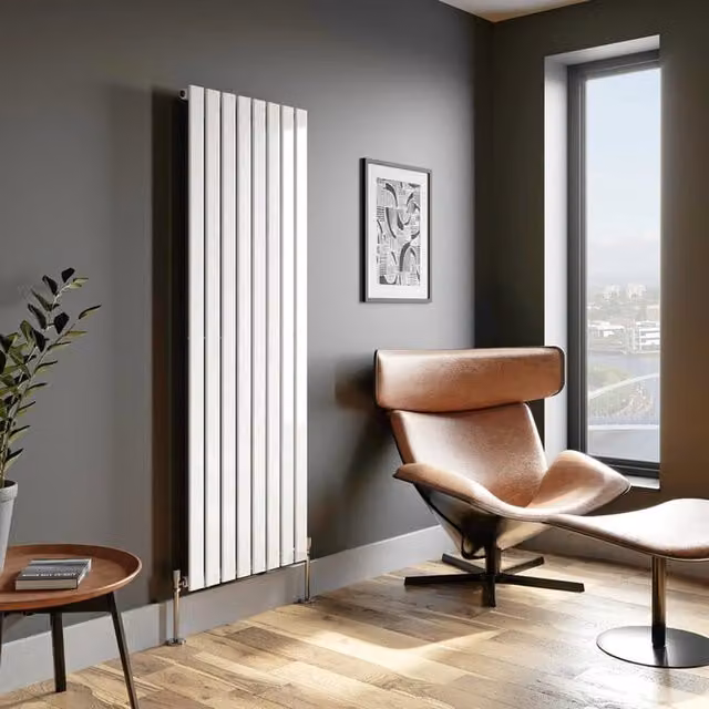 Temprazo Horizontal Single Flat Panel Designer Radiator in White, W/H/D: 180 x 60.5 x 5.2 cm