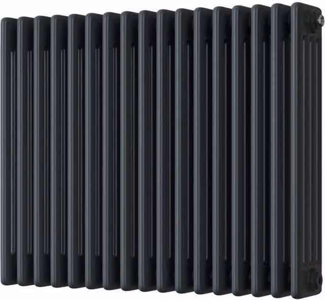 UK Radiators Alpha Anthracite 4 Column Traditional Cast-Iron Style Horizontal Radiator with Feet, W: 768 mm, H: 600 mm