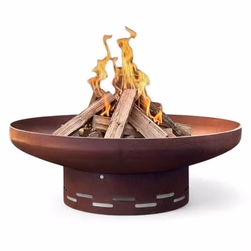 Nicoman Pre-rusted Steel Fire Bowl in Rust and Bronze, 70 cm Diameter
