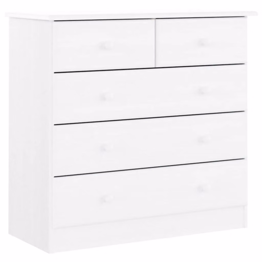 Berkfield Home ALTA Chest of Drawers in White Solid Wood Pine, W/D/H: 77 x 35 x 73 cm – 2