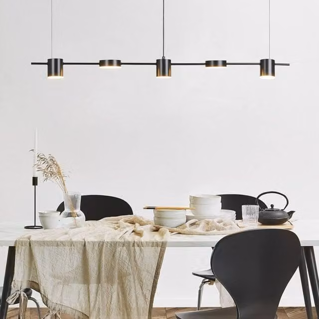 Wyld and Coco Modern Black Aluminium Five-LED Suspended Pendant Lamp – 1