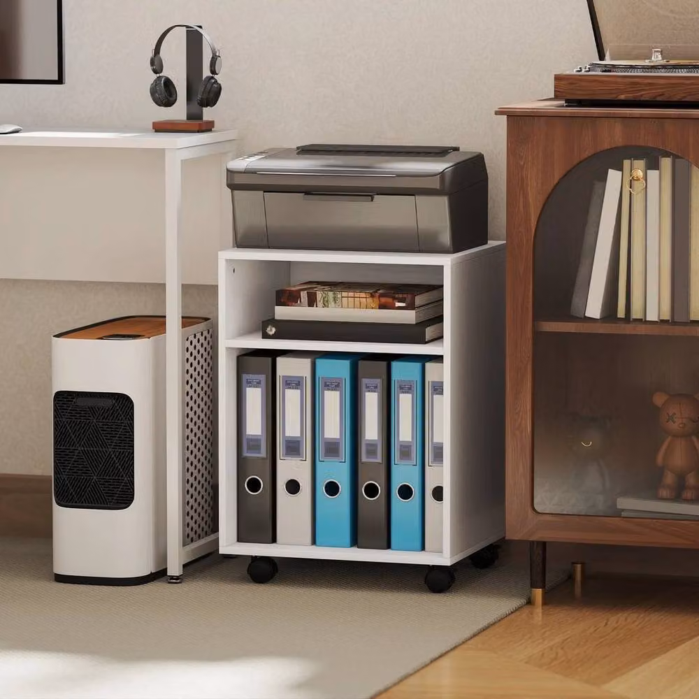 EONLION 2-Tier Printer Stand with Storage in White, Width: 100 cm – 4