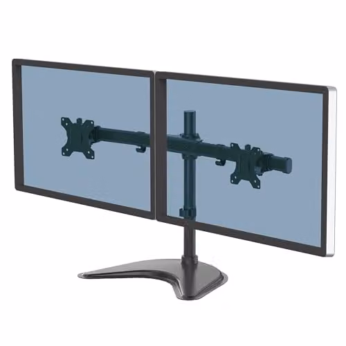 Fellowes Seasa Dual Monitor Arm Black Freestanding Mount for 27 inch Screens up to 8kg VESA 75x75/100x100