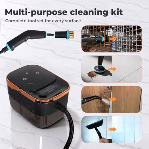 Spector Handheld Steam Cleaner in Black and Transparent with 1.6L Tank and Digital Display – 5