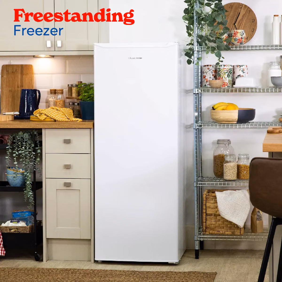 Russell Hobbs Freestanding Upright Tall Freezer, 168L, White, H: 143 cm – 3