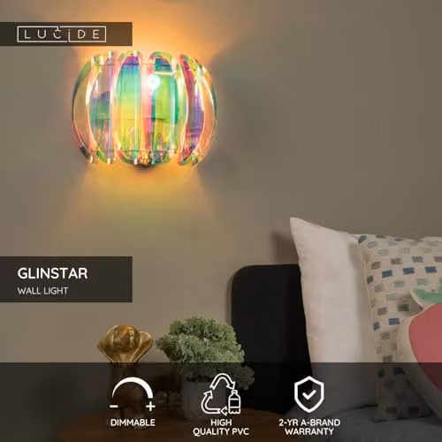 Lucide Glinstar Multicolour LED Wall Light with E27 Fitting – 2