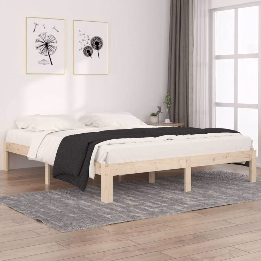 Berkfield Home Solid Wood Pine Bed Frame in Beige, W/D/H: 160 x 200 cm – 2