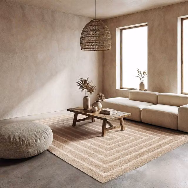 sweeek Modern Geometric Indoor Rug in Beige and Cream, W: 120 cm, D: 170 cm – 1