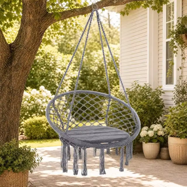 STILVORA Hanging Chair with Cushion in Grey