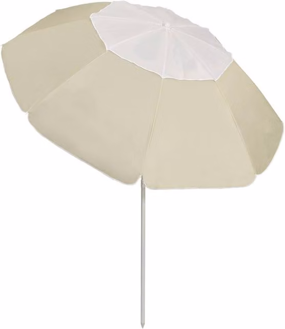 Berkfield Home Floral Beach Umbrella in Sand Yellow and Ecru, Diameter: 300 cm