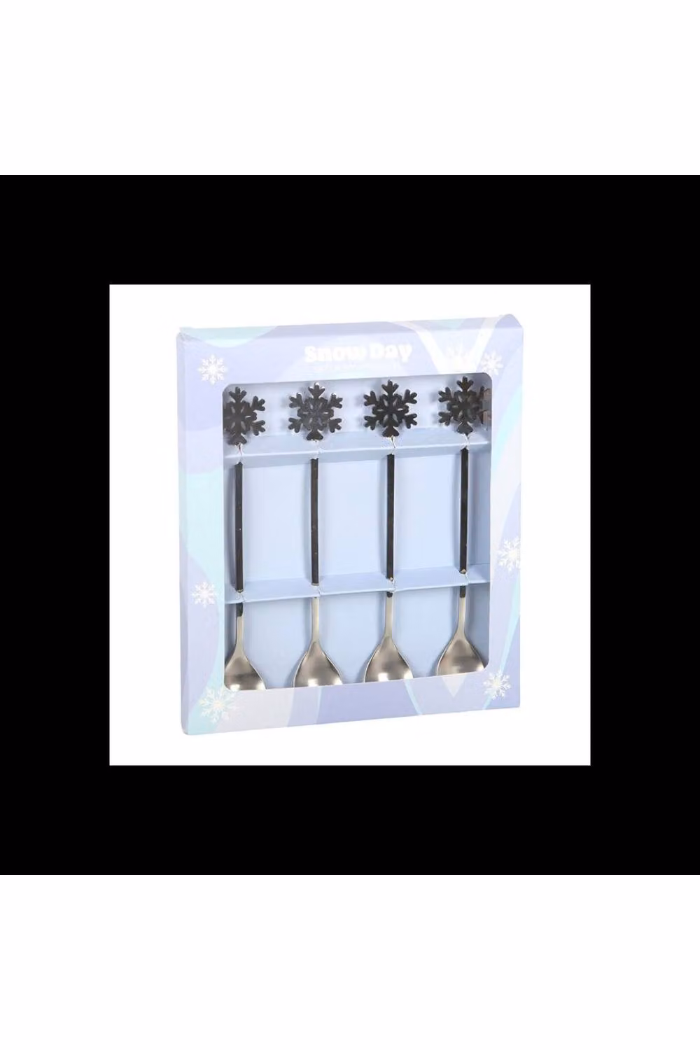 KDMD Set of 4 Polished Silver Metal Snowflake Teaspoons – 2
