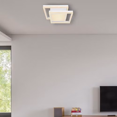 Globo Lighting Squares LED Ceiling Light, White, Dimmable with Remote Control – 5