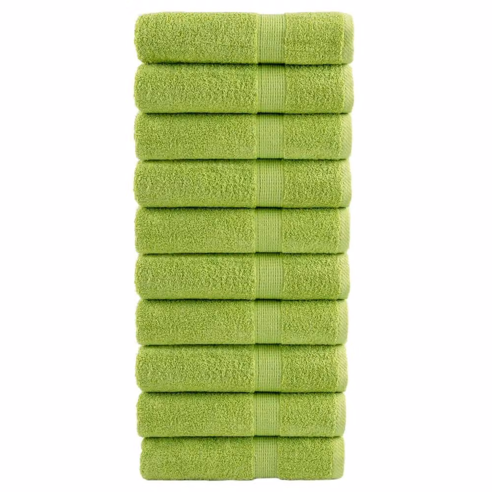 Berkfield Home SOLUND Premium Cotton Terry Shower Towels, Apple Green, 10 Pack, W: 70 cm, L: 140 cm, 600 gsm – 2
