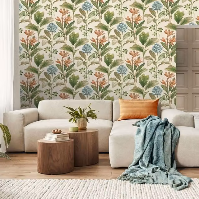Belgravia Oliana Botanical Floral Wallpaper in Green Matt Paper – 1