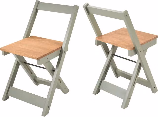 FORGEVIO Set of 2 Green Waxed Pine Folding Dining Chairs