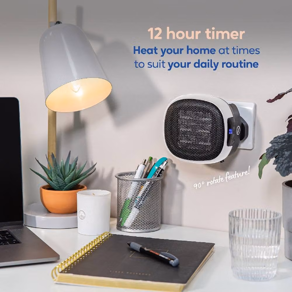 Russell Hobbs 700W Compact Portable Ceramic Fan Heater with Thermostat and Timer in White – 5