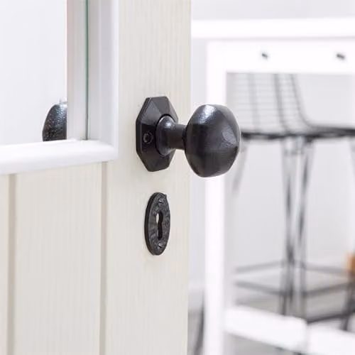 Hammer and Tongs Octagonal Rim and Mortice Door Knob in Grey Iron, Width: 60 mm – 4
